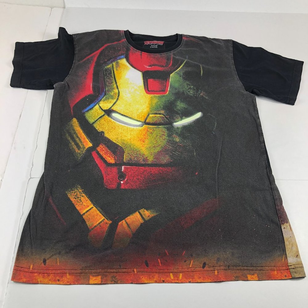 Marvel Avengers Shirt Boy's Extra Large Iron Man Incredible Hulk All Over Print